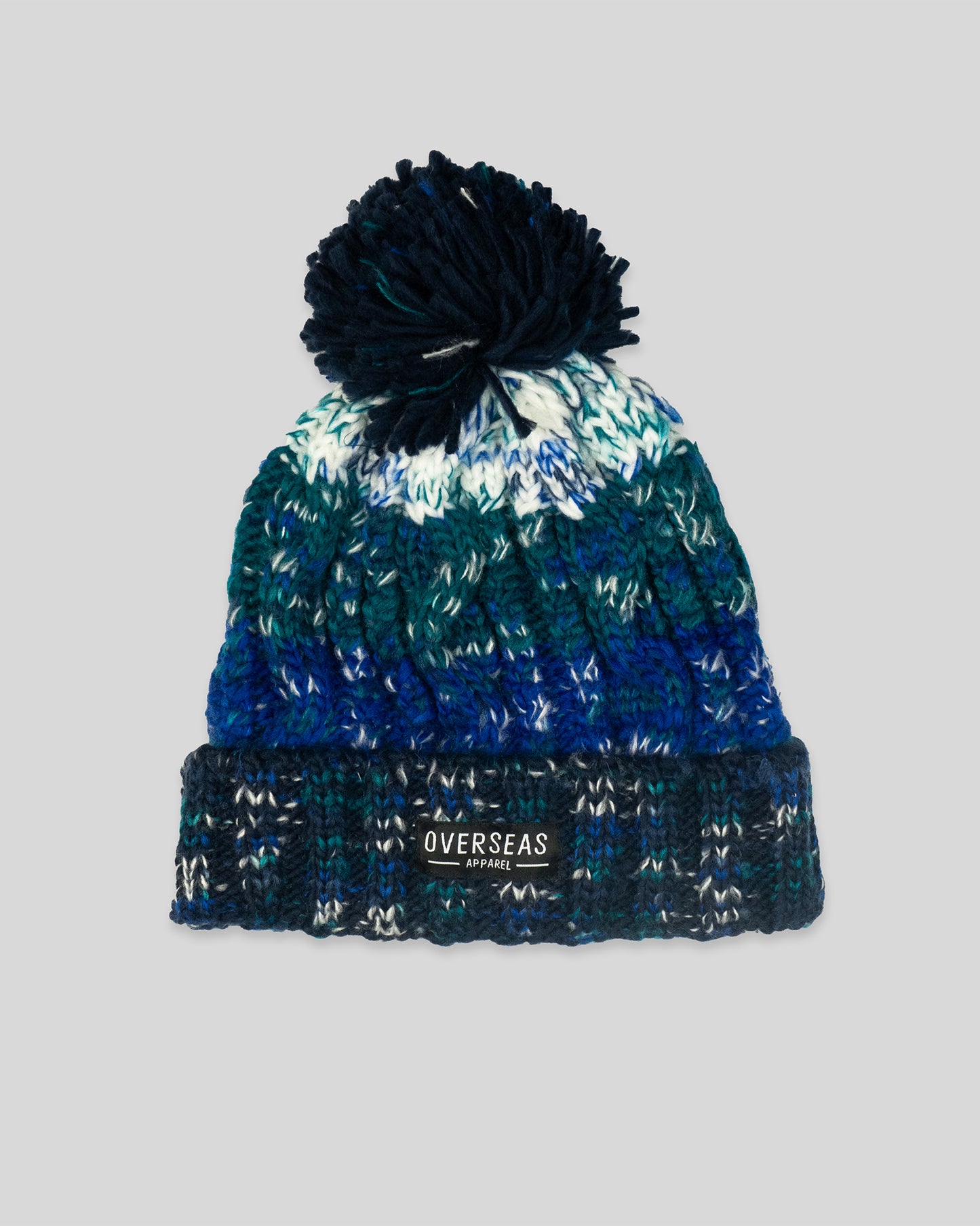 Blue, Green and White Knit Voyage Bobble Hat